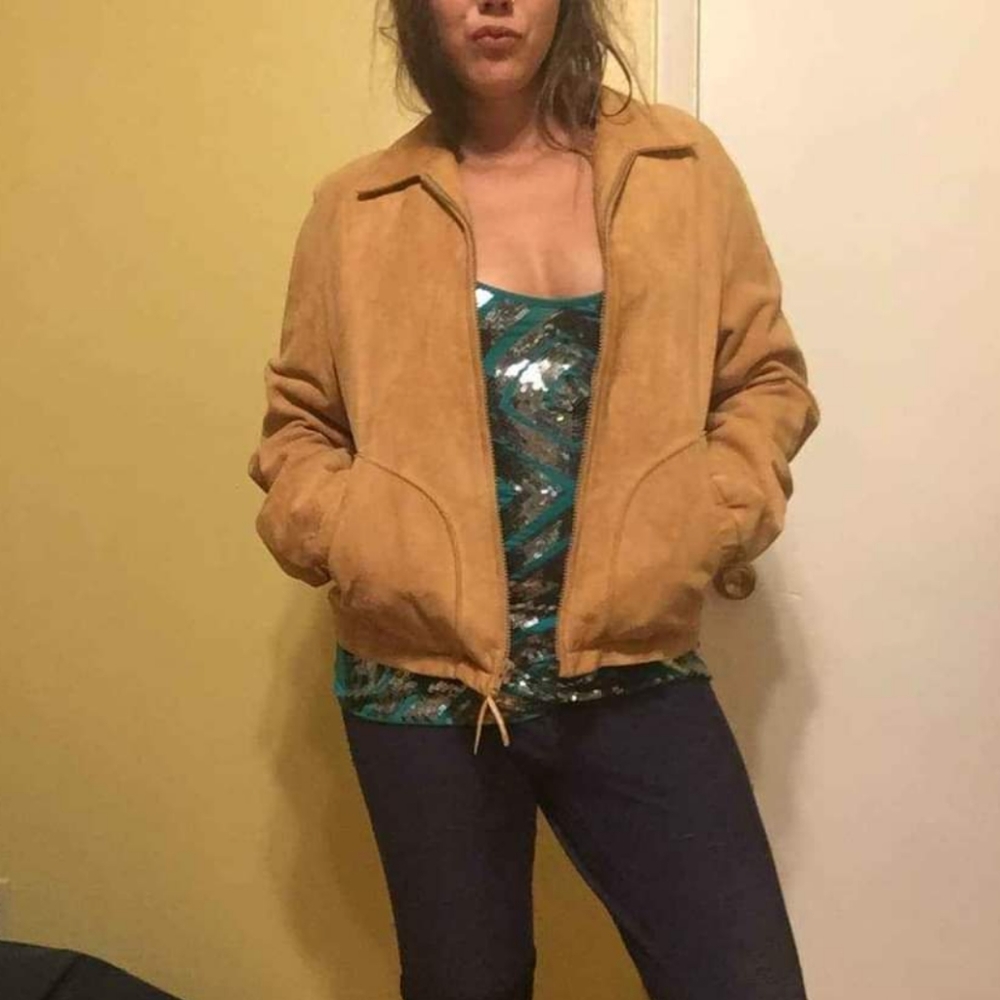 Size L (?) Women's Tan Leather Jacket by "Cresco".